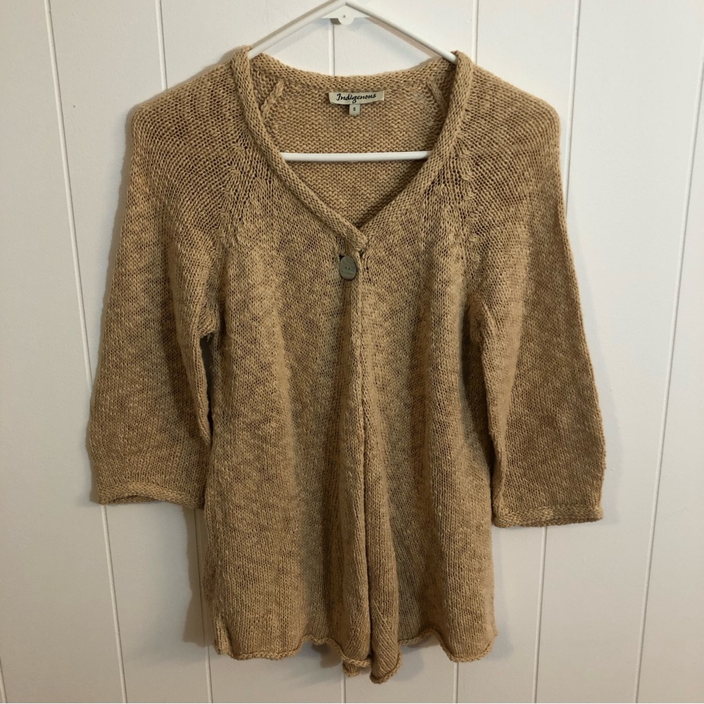 Indigenous 100% Organic Cotton 3/4 Sleeve Cardigan Sweater Small